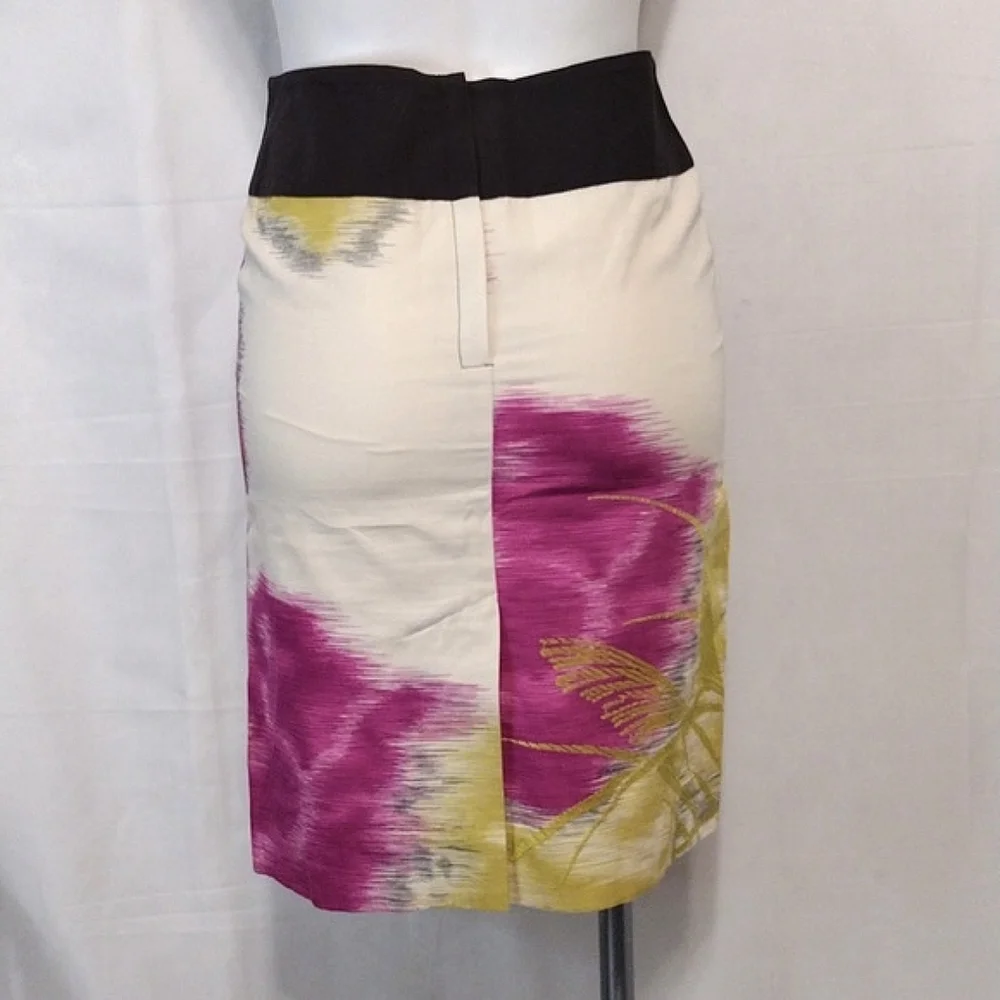 Anthropologie Floreat Abstract Print Ruffled Pencil Skirt Workwear Office Chic 0